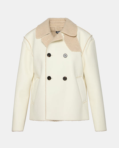LIV Cream Button-Up Long-Sleeved Collared Women's Coat - Steve Madden