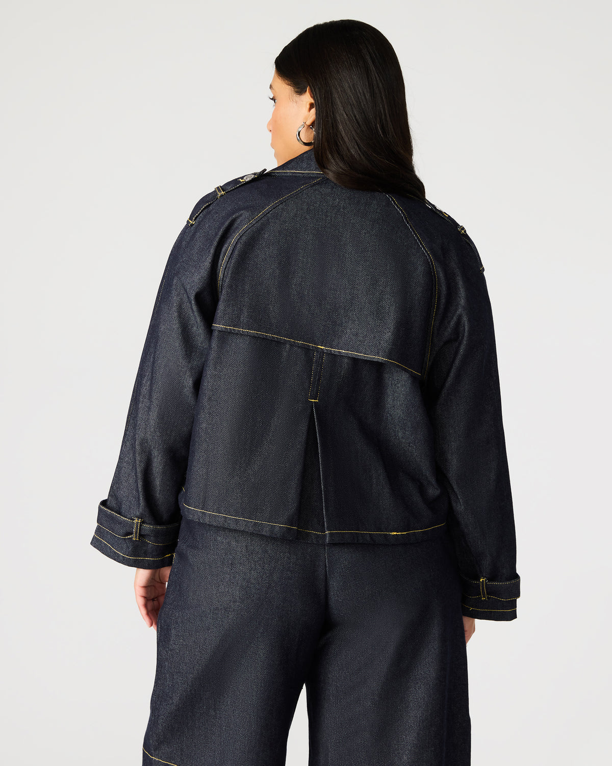 SIRUS Indigo Women's Cropped Denim Trench Coat - Steve Madden