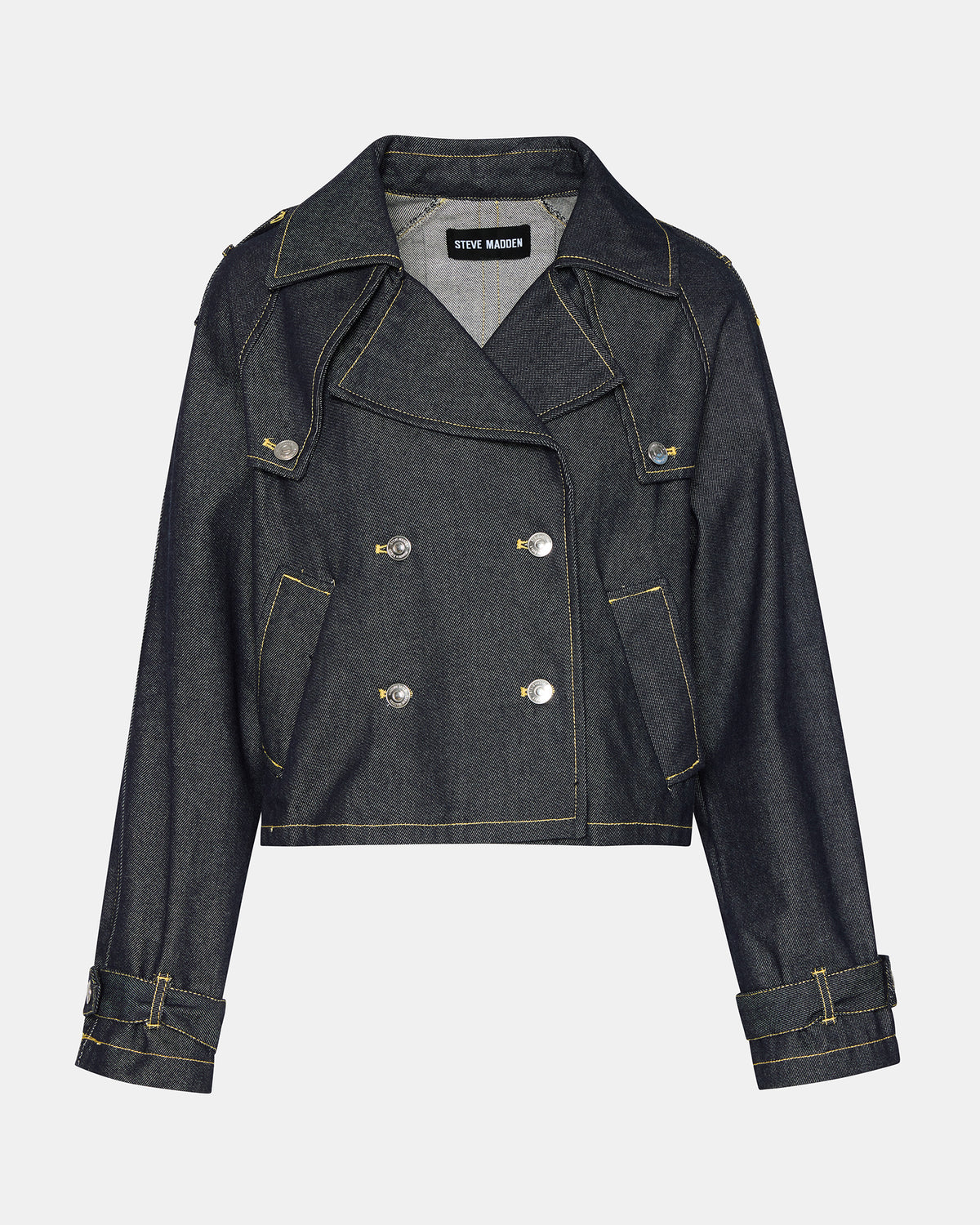 SIRUS Indigo Women's Cropped Denim Trench Coat - Steve Madden