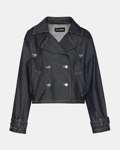 SIRUS Indigo Women's Cropped Denim Trench Coat - Steve Madden