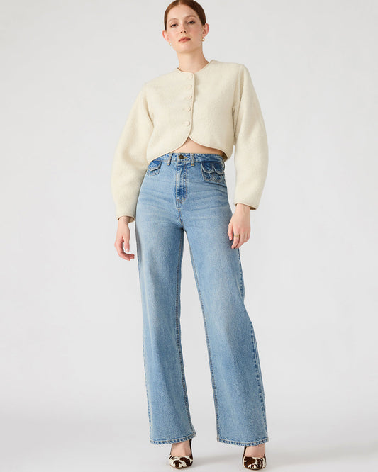 EMILI Cream Long-Sleeved Bubble Button-Up Women's Jacket - Steve Madden