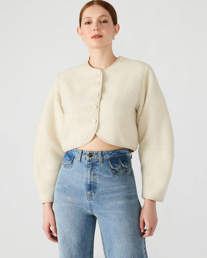 EMILI Cream Long-Sleeved Bubble Button-Up Women's Jacket - Steve Madden