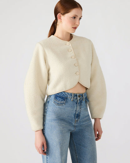 EMILI Cream Long-Sleeved Bubble Button-Up Women's Jacket - Steve Madden