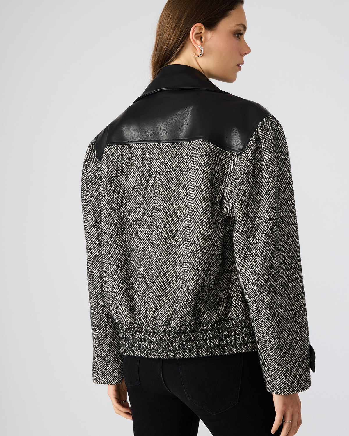 MERCEDES Black Multi Long-Sleeved Button-Up Faux Leather Women's Coat - Steve Madden