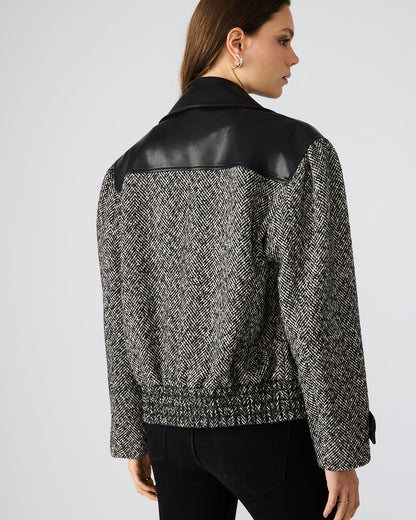 MERCEDES Black Multi Long-Sleeved Button-Up Faux Leather Women's Coat - Steve Madden