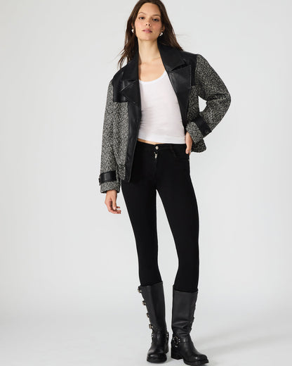 MERCEDES Black Multi Long-Sleeved Button-Up Faux Leather Women's Coat - Steve Madden