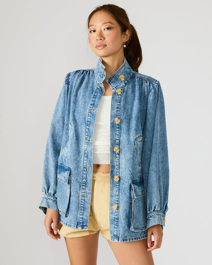 MARCELINE Denim Forever Blue Button-Up Long-Sleeved Women's Jacket - Steve Madden