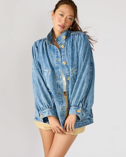 MARCELINE Denim Forever Blue Button-Up Long-Sleeved Women's Jacket - Steve Madden