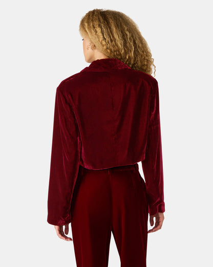 TONIA Red Velvet Button-Up Long-Sleeved Women's Blazer Jacket - Steve Madden