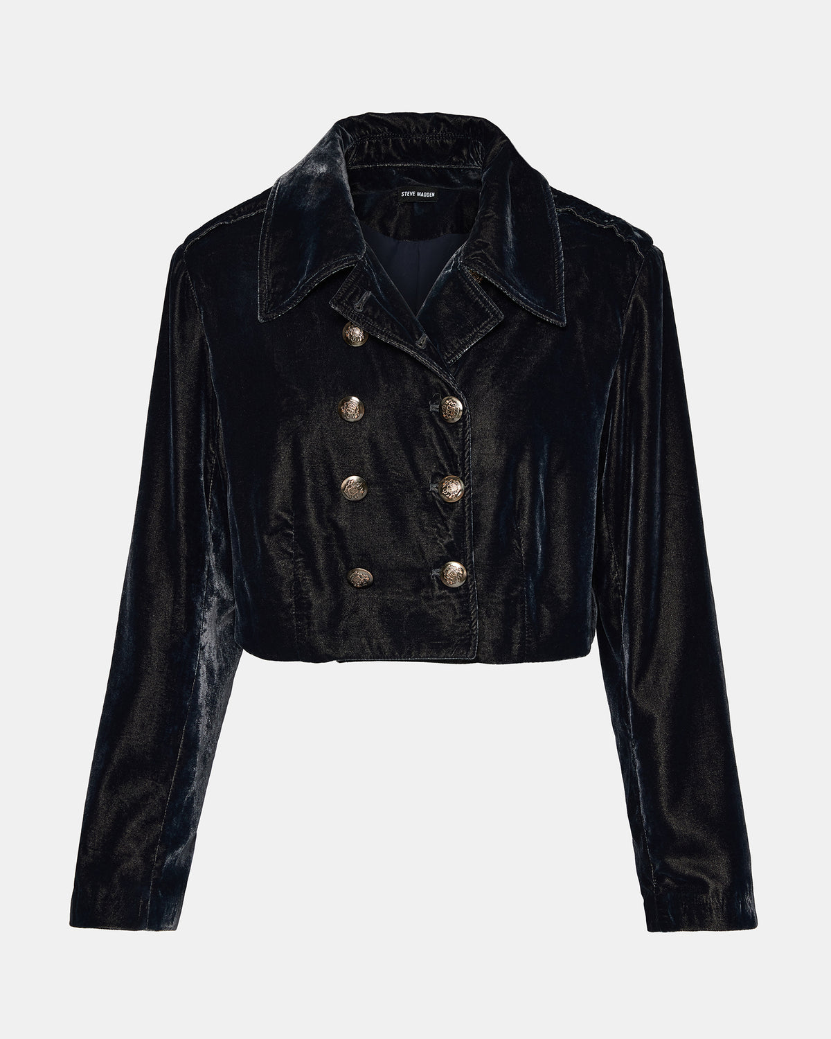 TONIA Indigo Haze Velvet Button-Up Long-Sleeved Women's Blazer Jacket - Steve Madden
