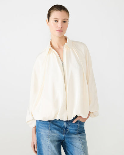 ASPEN Cream Long-Sleeved Zip-Up Puffed Bomber Women's Jacket - Steve Madden