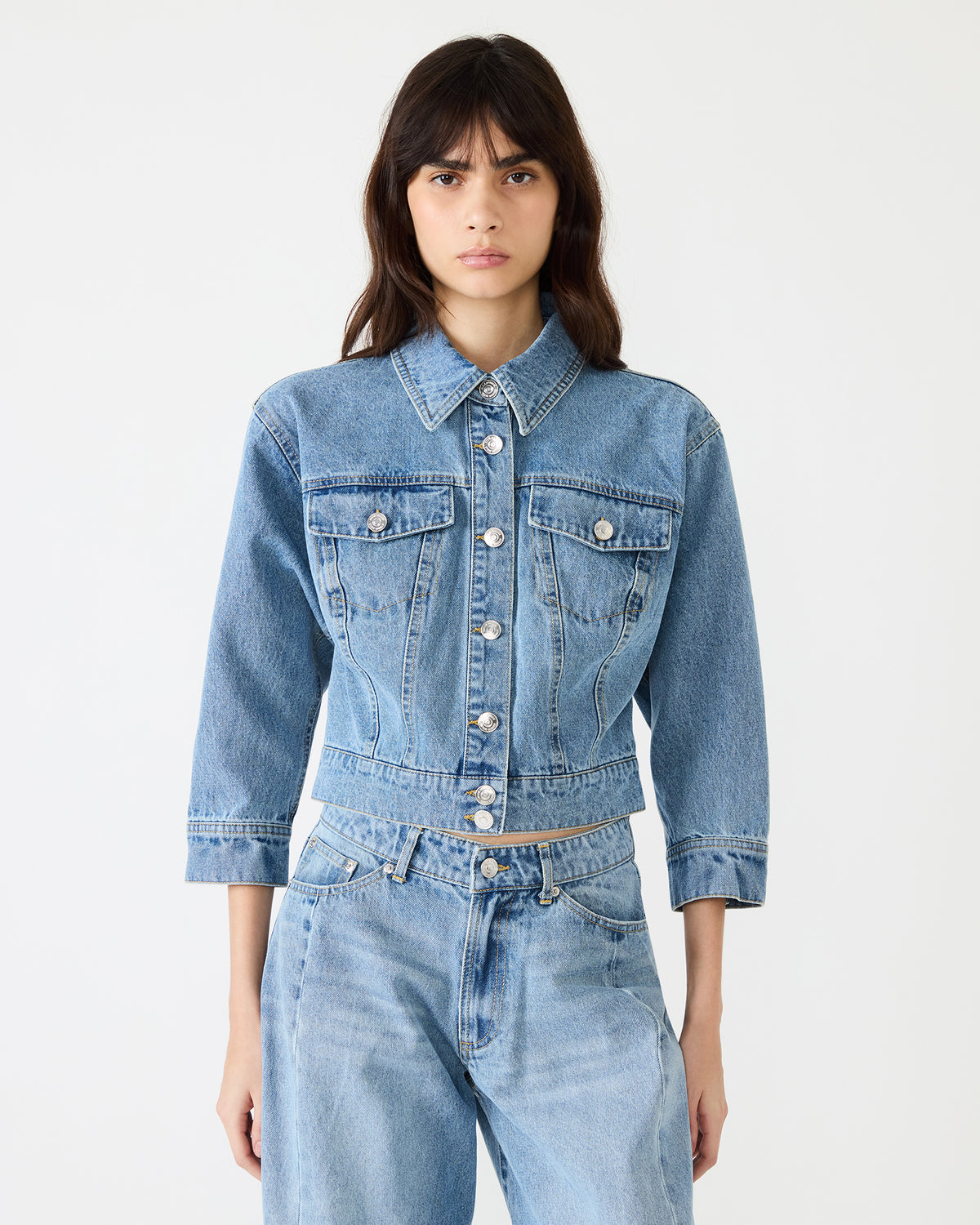 RALEIGH Forever Blue Long-Sleeved Button-Up Denim Women's Jacket - Steve Madden