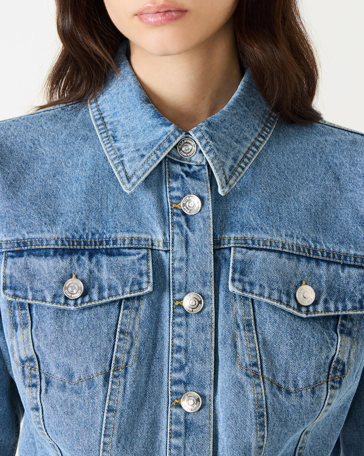 RALEIGH Forever Blue Long-Sleeved Button-Up Denim Women's Jacket - Steve Madden