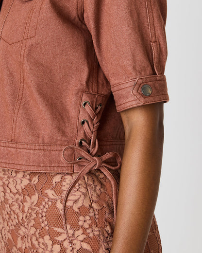 BLU Rust Short-Sleeved Denim Button-Up Women's Jacket - Steve Madden