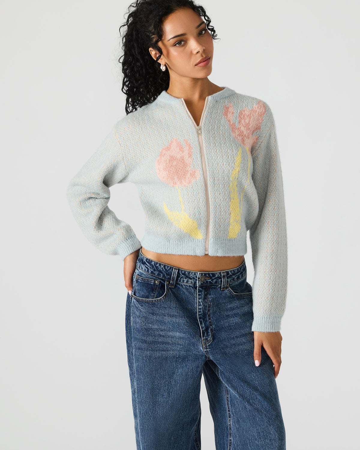 JENA Multi Long-Sleeved Zip-Up Women's Sweater Jacket - Steve Madden