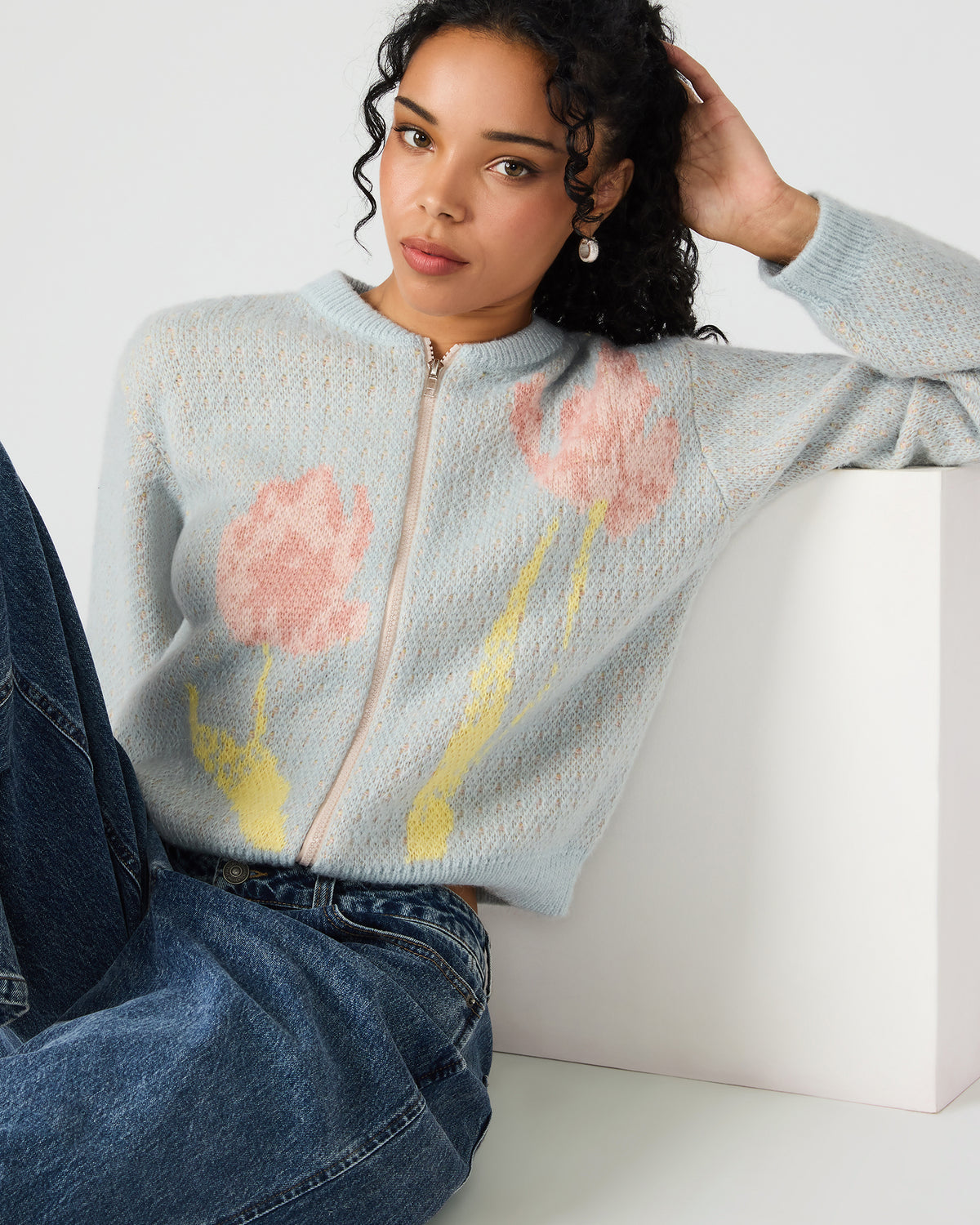 JENA Multi Long-Sleeved Zip-Up Women's Sweater Jacket - Steve Madden