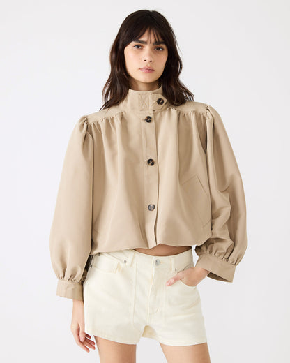 DEEDEE Tan Long-Sleeved Button-Up Collared Women's Jacket - Steve Madden