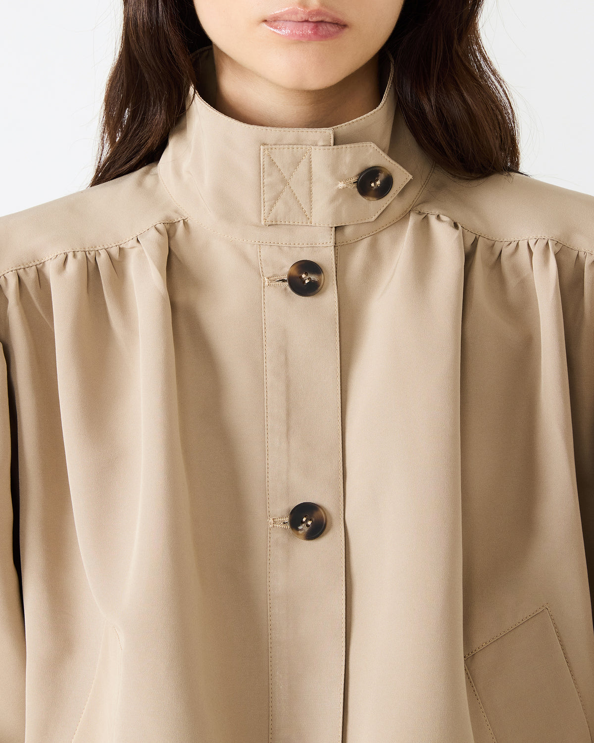 DEEDEE Tan Long-Sleeved Button-Up Collared Women's Jacket - Steve Madden
