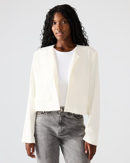 SERENEA White Women's Long-Sleeved Open-Front Blazer - Steve Madden