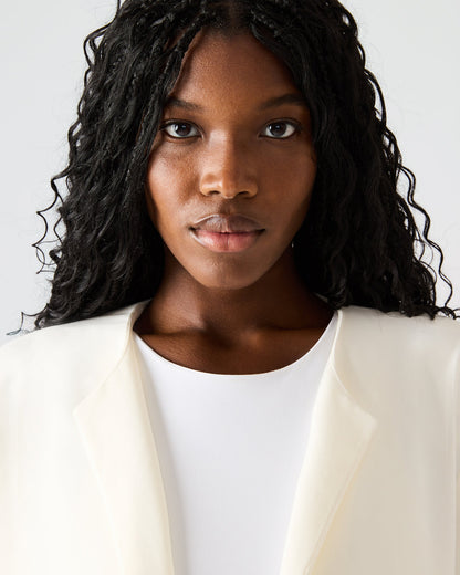 SERENEA White Women's Long-Sleeved Open-Front Blazer - Steve Madden