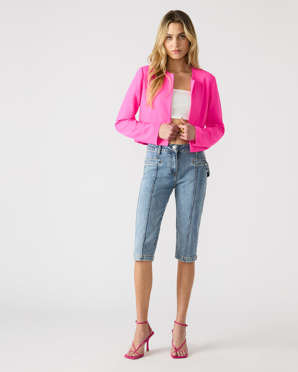 SERENEA Hot Pink Women's Long-Sleeved Open-Front Blazer - Steve Madden