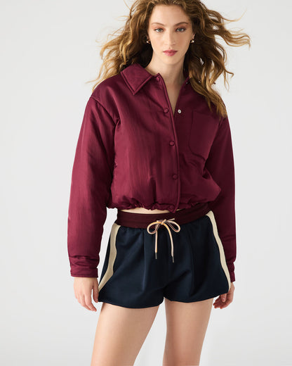 SELMA Wine Long-Sleeved Puffer Button-Up Women's Jacket - Steve Madden