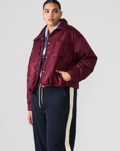 SELMA Wine Long-Sleeved Puffer Button-Up Women's Jacket - Steve Madden
