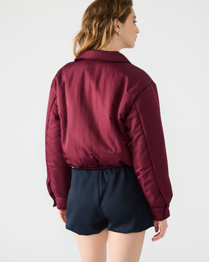 SELMA Wine Long-Sleeved Puffer Button-Up Women's Jacket - Steve Madden