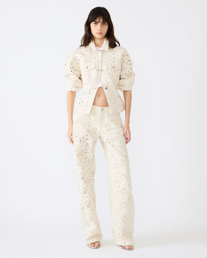 HENRIETTA Sea Mist Long-Sleeved Button-Up Eyelet Women's Jacket - Steve Madden