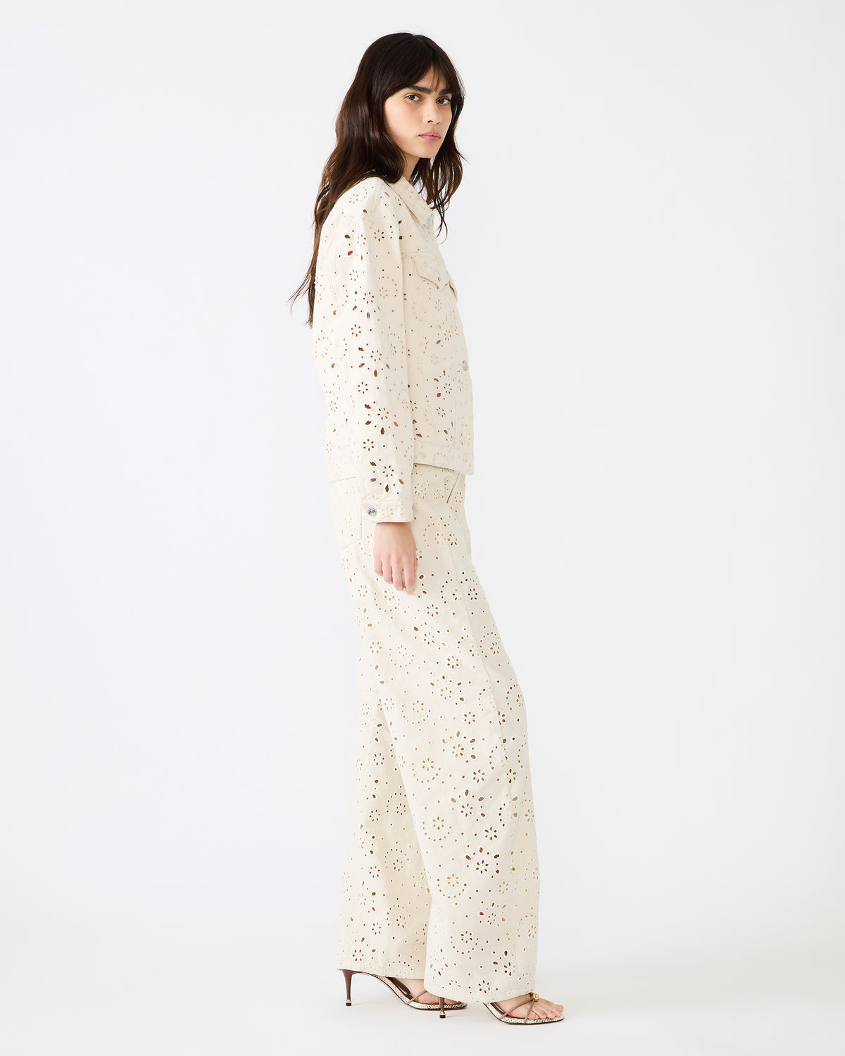 HENRIETTA Sea Mist Long-Sleeved Button-Up Eyelet Women's Jacket - Steve Madden