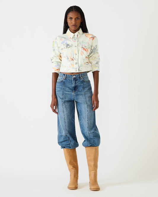 RALEIGH Vintage Ivory Long-Sleeved Button-Up Denim Women's Jacket - Steve Madden