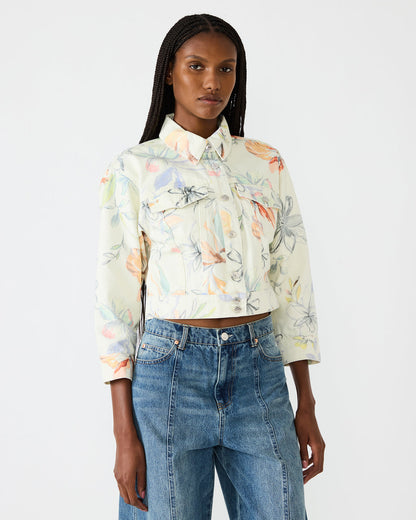 RALEIGH Vintage Ivory Long-Sleeved Button-Up Denim Women's Jacket - Steve Madden