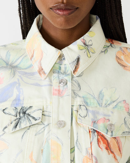 RALEIGH Vintage Ivory Long-Sleeved Button-Up Denim Women's Jacket - Steve Madden