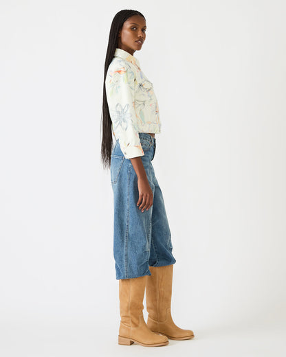 RALEIGH Vintage Ivory Long-Sleeved Button-Up Denim Women's Jacket - Steve Madden