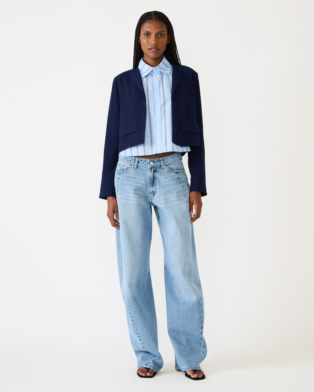 SERENEA Blazer Marine Long-Sleeved Open-Front Blazer - Steve Madden