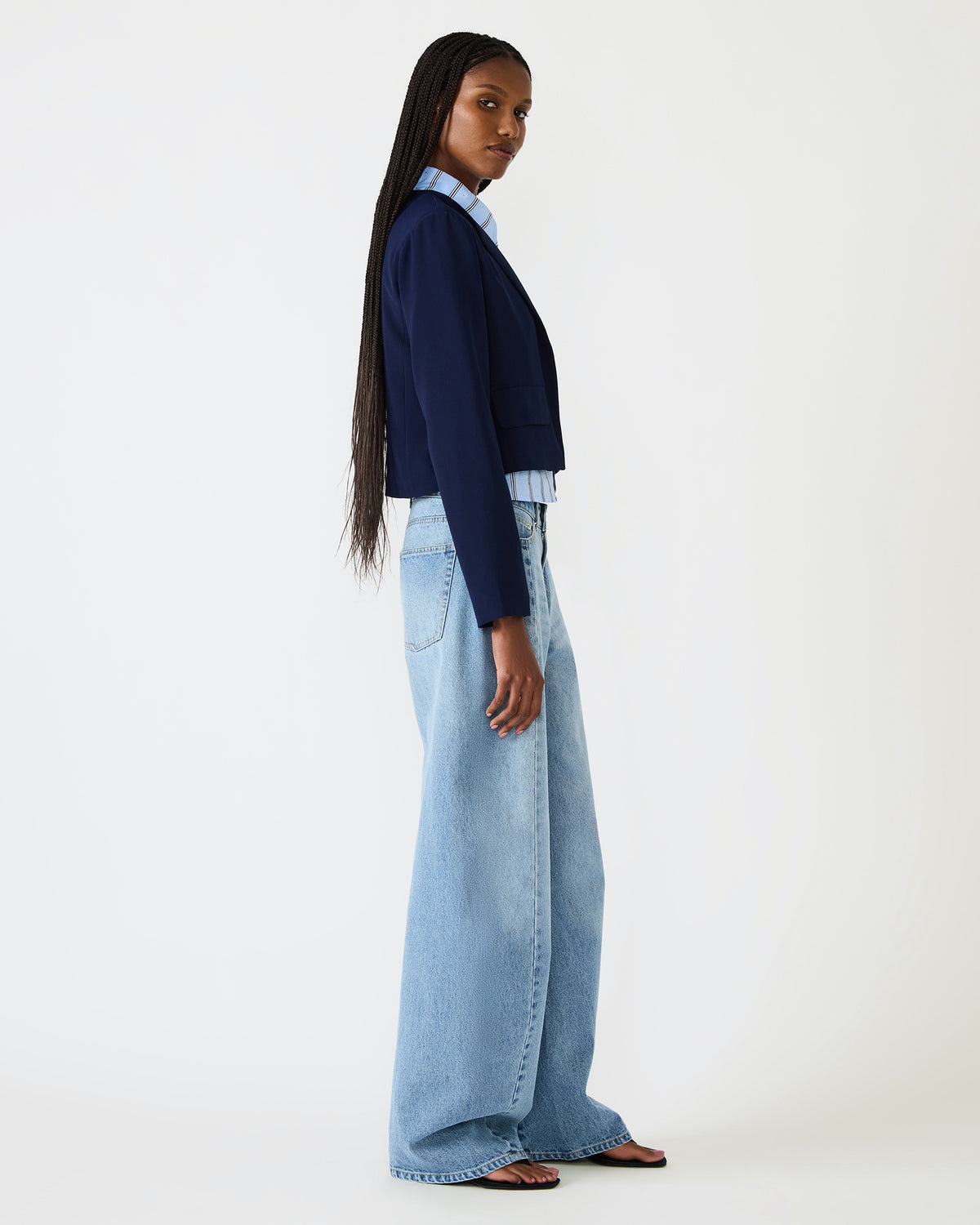 SERENEA Blazer Marine Long-Sleeved Open-Front Blazer - Steve Madden