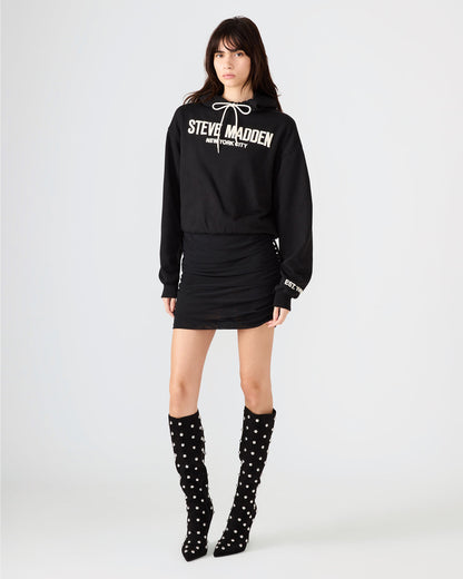 SM Black Logo Long-Sleeved Women's Hoodie - Steve Madden