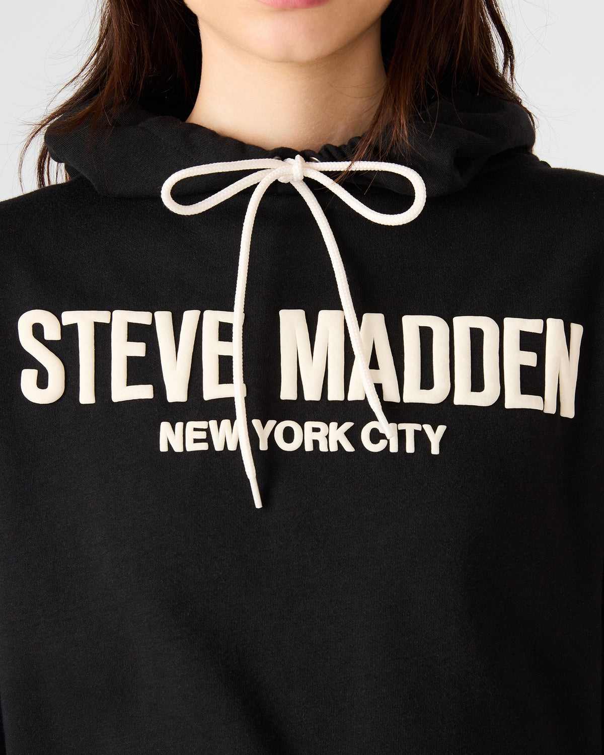 SM Black Logo Long-Sleeved Women's Hoodie - Steve Madden