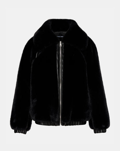 ZEPHRINE Jacket Black | Women's Long-Sleeved Furry Jacket - Steve Madden