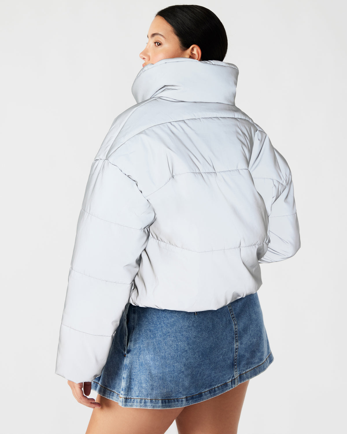 POLAR Jacket Silver | Women's Reflective Nylon Puffer Jacket - Steve Madden