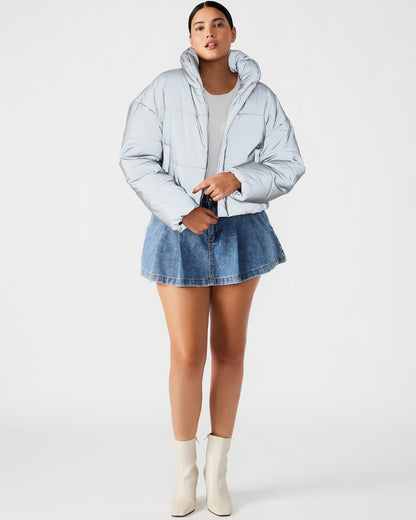 POLAR Jacket Silver | Women's Reflective Nylon Puffer Jacket - Steve Madden