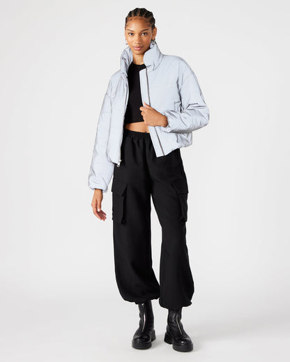 POLAR Jacket Silver | Women's Reflective Nylon Puffer Jacket - Steve Madden