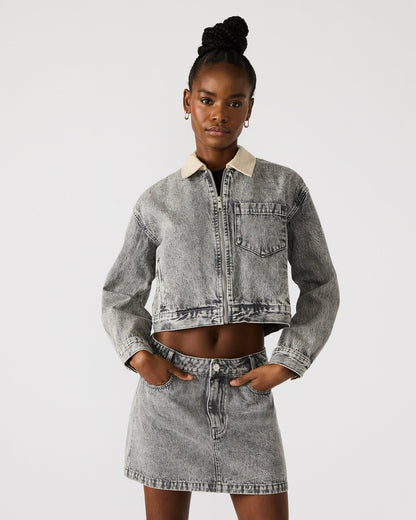 GLACIA Light Grey Women's Long-Sleeved Denim Jacket - Steve Madden