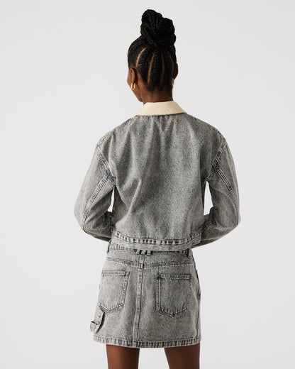 GLACIA Light Grey Women's Long-Sleeved Denim Jacket - Steve Madden