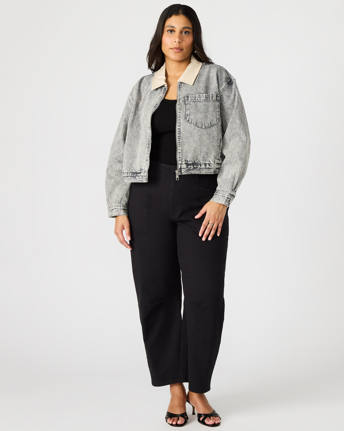 GLACIA Light Grey Women's Long-Sleeved Denim Jacket - Steve Madden