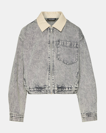 GLACIA Light Grey Women's Long-Sleeved Denim Jacket - Steve Madden