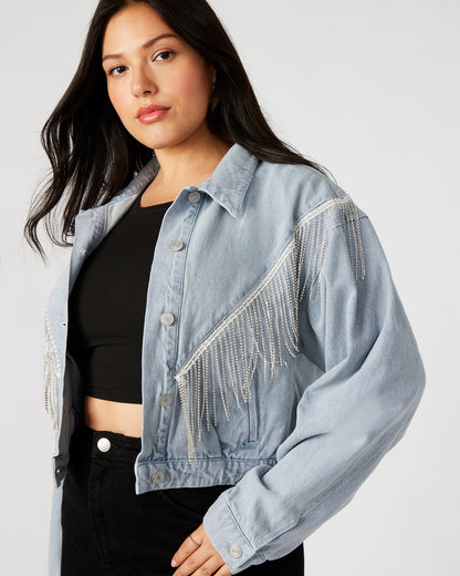 CANYON Denim Jacket | Women's Rhinestone Fringe Jacket - Steve Madden