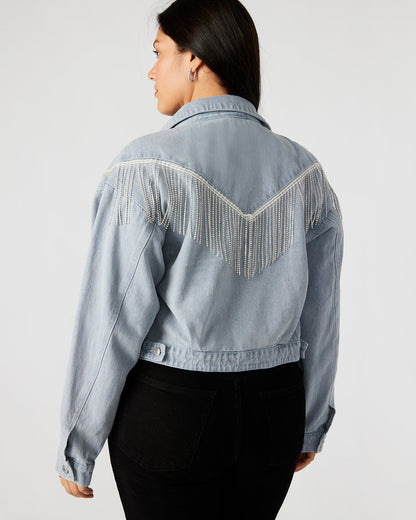 CANYON Denim Jacket | Women's Rhinestone Fringe Jacket - Steve Madden