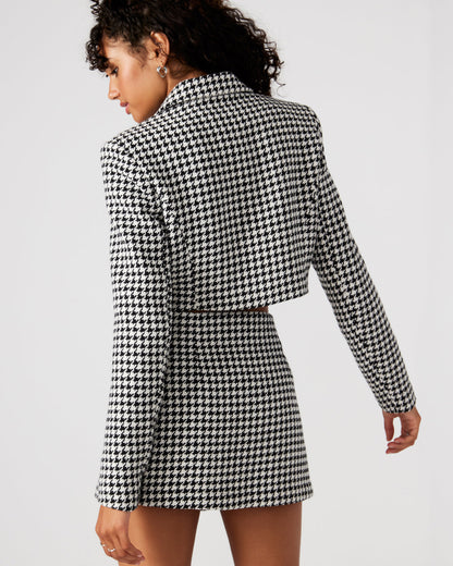 RUPI Blazer Black/White | Women's Cropped Tweed Blazer - Steve Madden