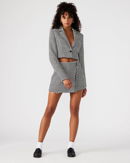 RUPI Blazer Black/White | Women's Cropped Tweed Blazer - Steve Madden